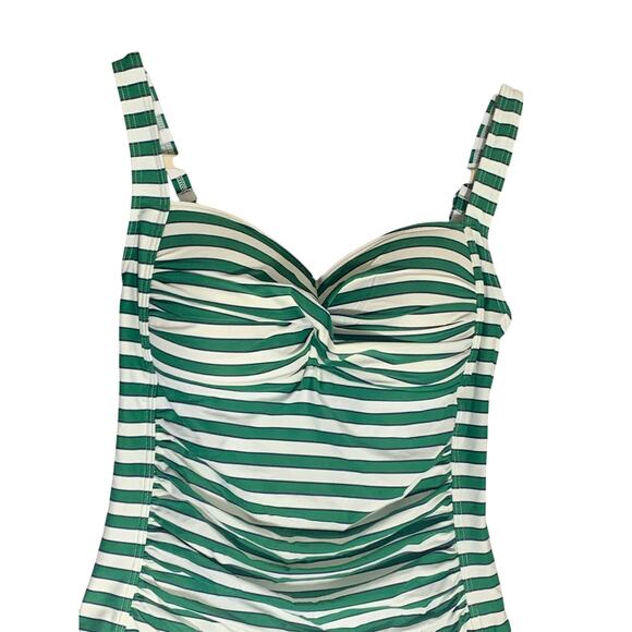 Nip Tuck Green White Stripe One Pc Swimsuit sz 8 US - Picture 4 of 8
